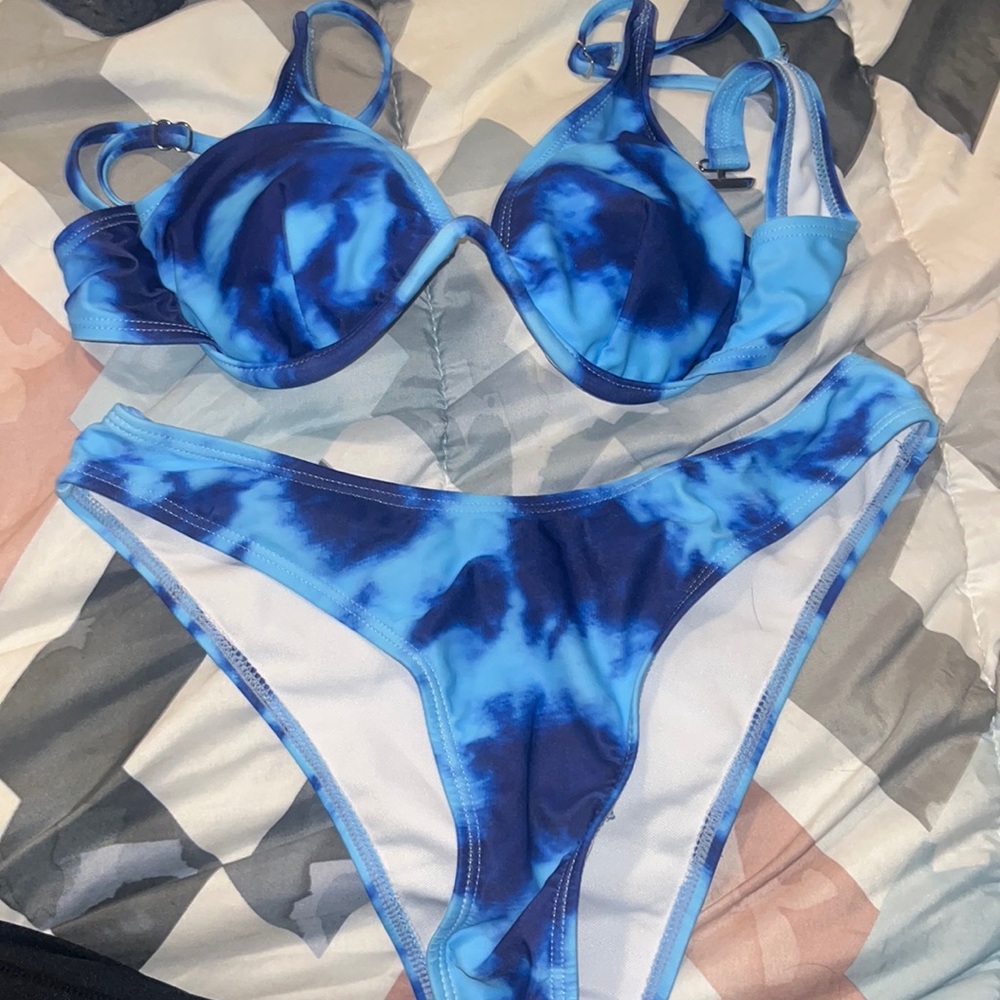 Blue tie dye bikini
